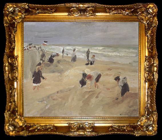 framed  Max Liebermann Beach Seach Scene at Nordwijk (nn02), ta009-2